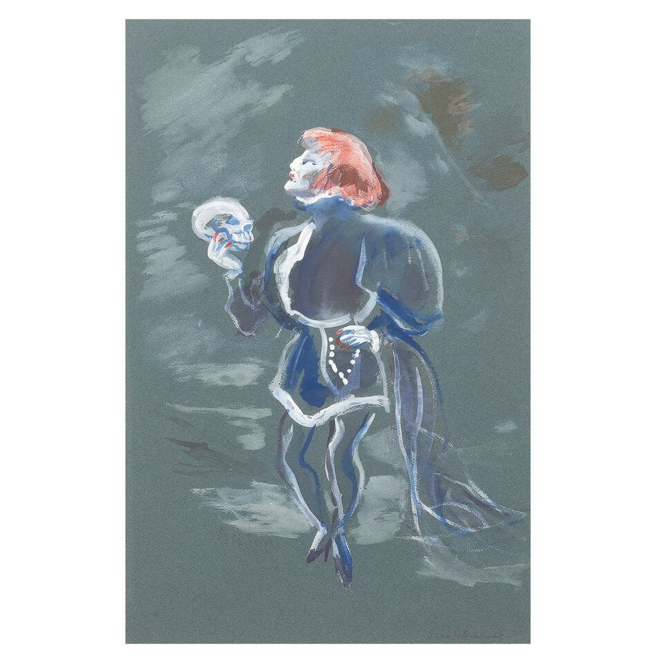 Cecil Beaton (British, 1904-1980) Sarah Bernhardt as Hamlet (together with four further costume...: Cecil Beaton (British, 1904-1980) Sarah Bernhardt as Hamlet signed 'BEATON' (lower left) and titled 'Sarah Bernhardt/as Hamlet' (lower right) gouache and watercolour on paper 47 x 31.5cm (18 1/2 x 12 