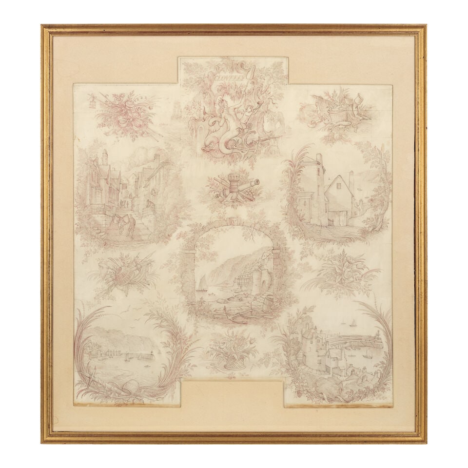 Rex Whistler (British, 1905-1944) Design for Clovelly, Toile de Jouy and Wedgwood Pottery (Execu... - 2