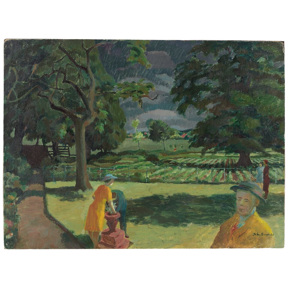 John Elwyn (British, 1916-1997) Figures in a Park (unframed) - 2