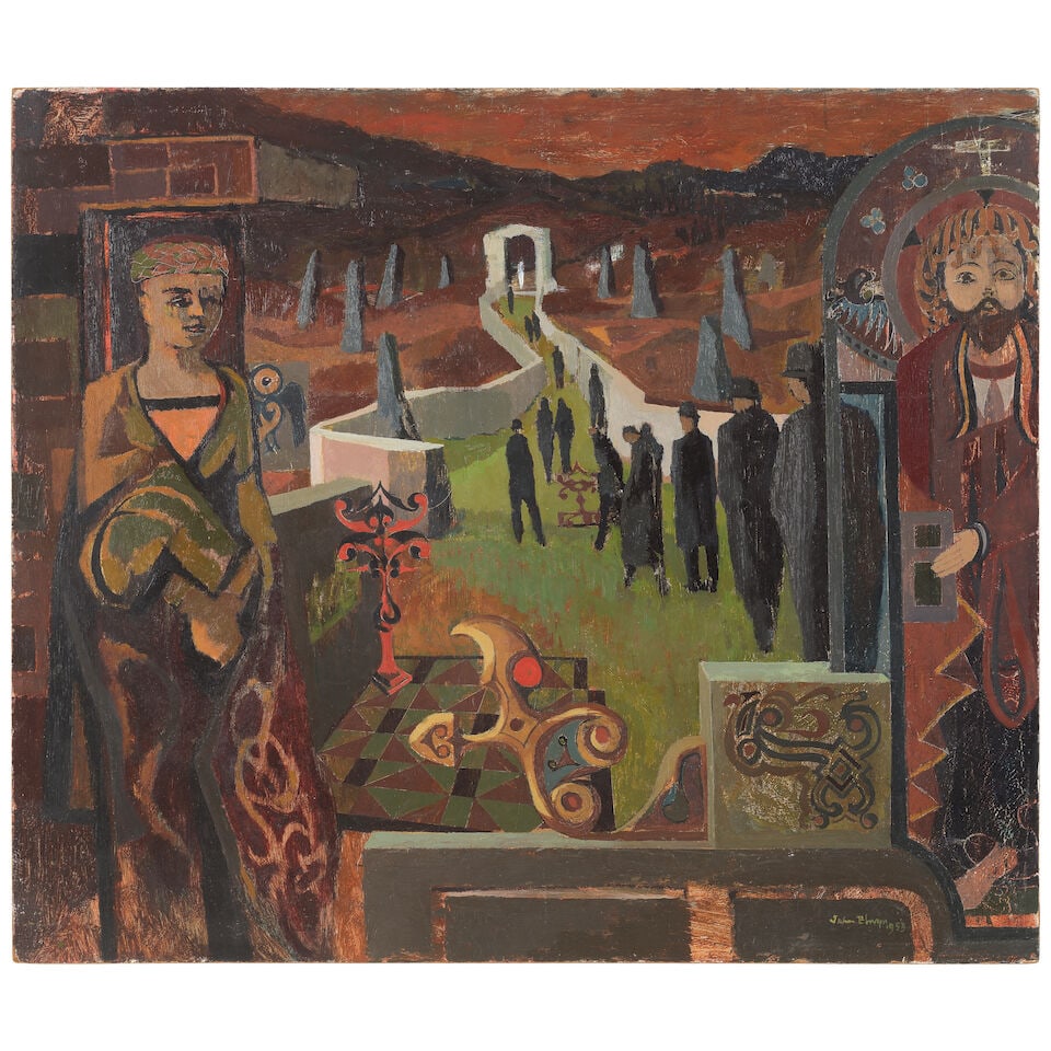 John Elwyn (British, 1916-1997) Leaving Church (unframed) - 2