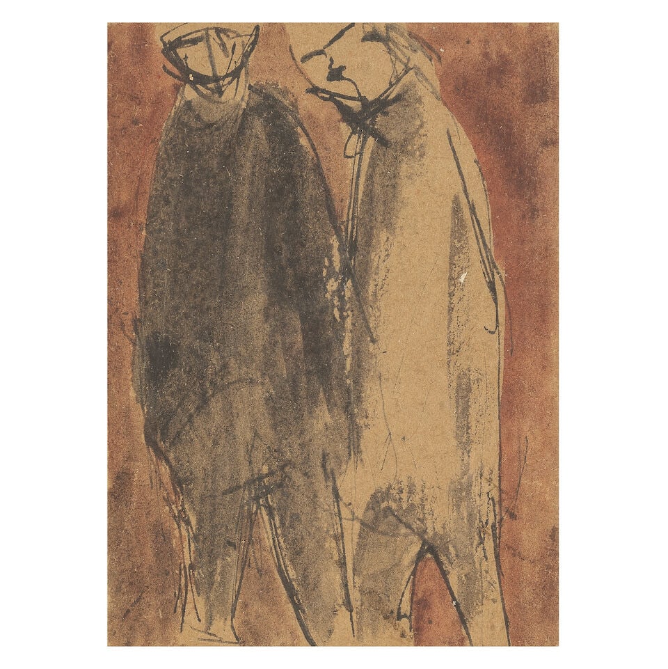 Derek Jarman (British, 1942-1993) Two Men (together with a further watercolour and ball-point pe... - 2