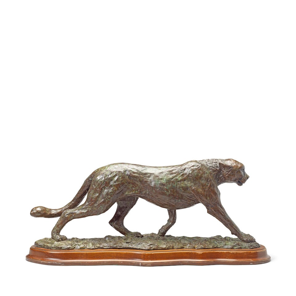 Kim Brooks (British, born 1936) Strolling Cheetah 61cm (24in) wide excluding base; 66cm (26in) w... - 4