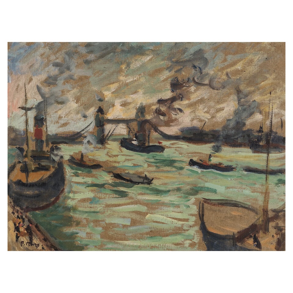 Paul Lucien Maze (French, 1887-1979) The Pool of London with Tower Bridge (1 of 3)
