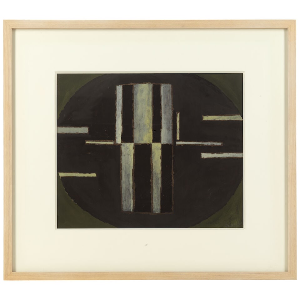 Alan Reynolds (British, 1926-2014) Forms on a Dark Ovoid (Painted circa 1962) - 2