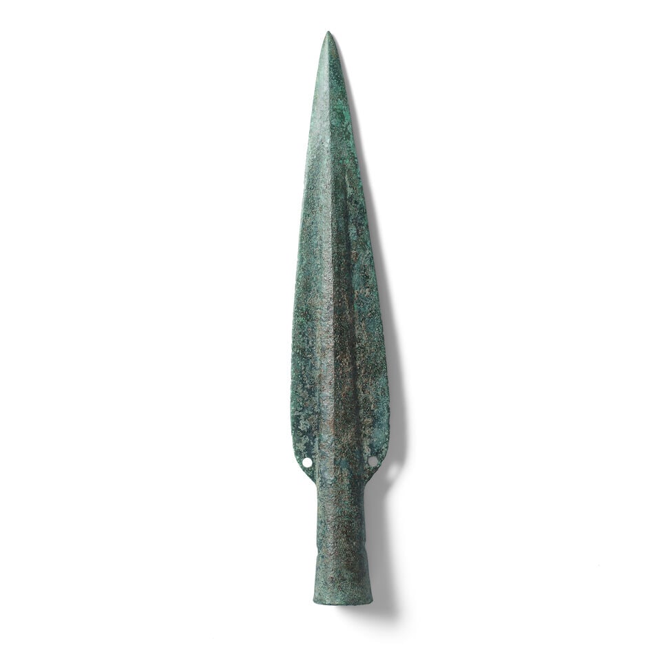 A large European bronze leaf-shaped socketed spearhead - 2