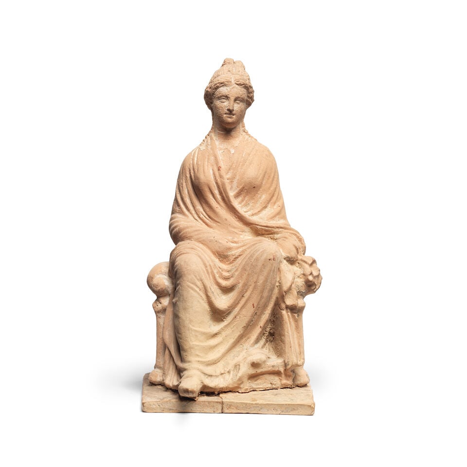 A Greek terracotta seated female figure - 2