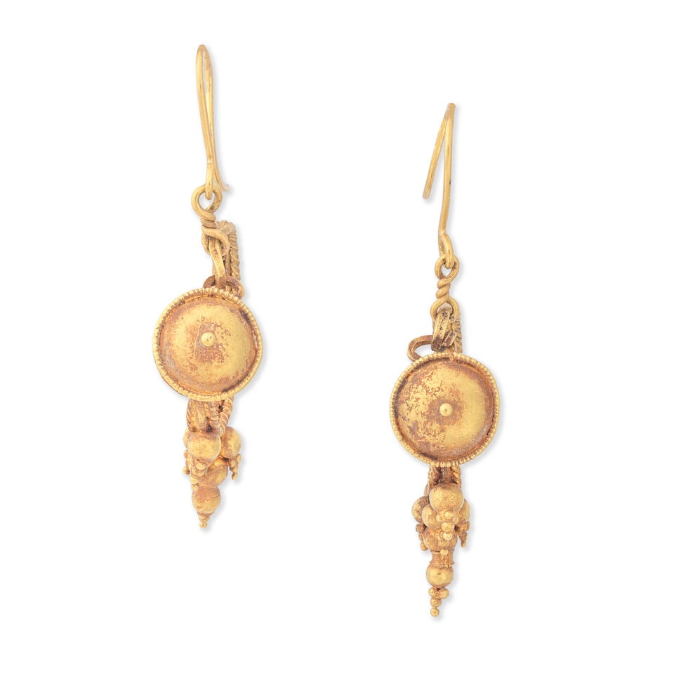 A pair of Roman gold earrings and a single Byzantine gold earring 3 - 2