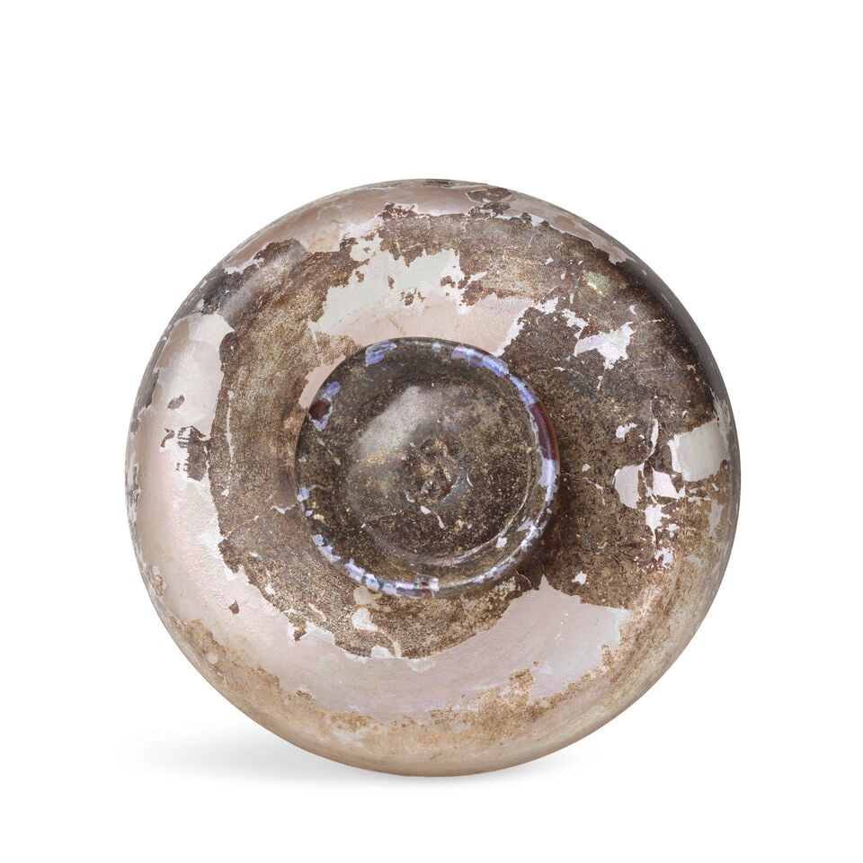 A Roman pale streaky purple glass dish - 3