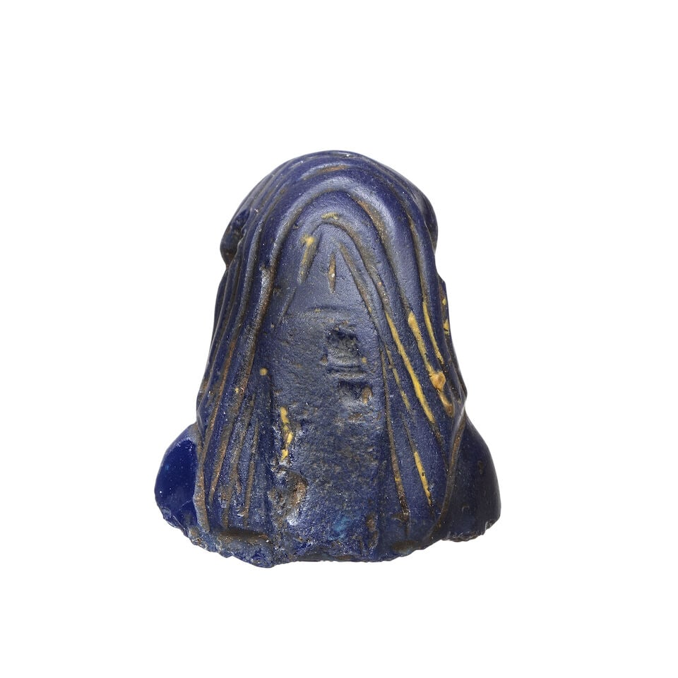 An Egyptian cobalt blue glass bust of a goddess - 2