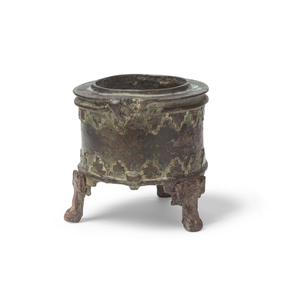A Byzantine bronze incense burner on a tripod base - 2