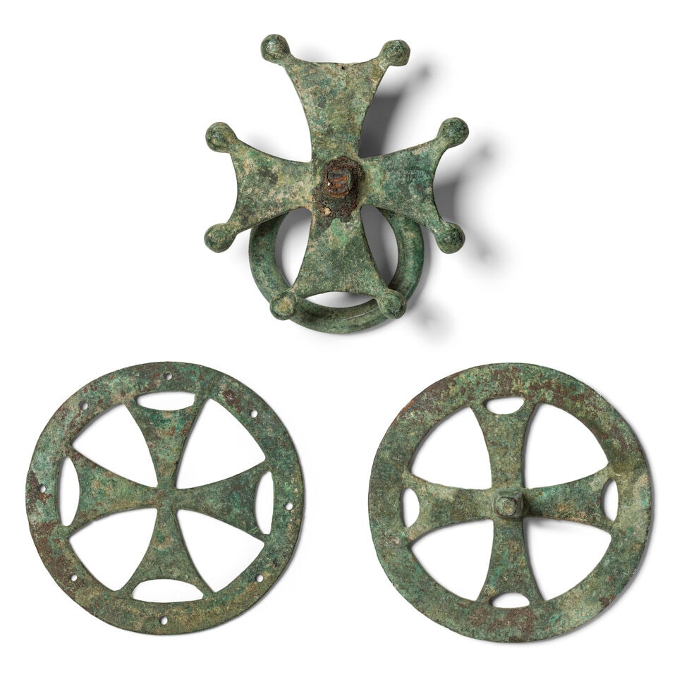 Three Byzantine bronze cross fittings 3 - 2