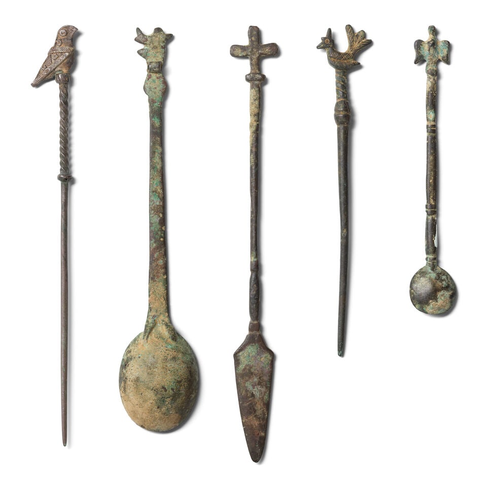 Four Byzantine bronze implements and a silver pin 5 - 2