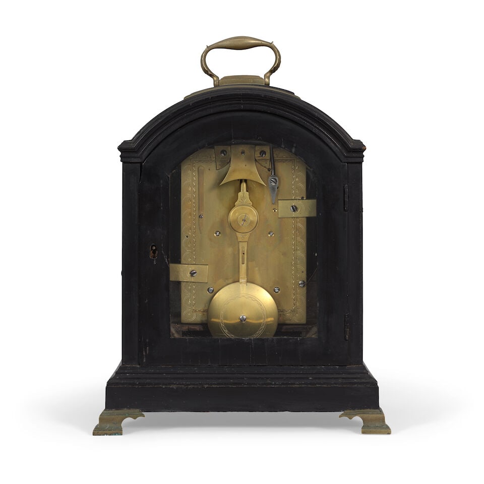 A late 18th century ebonised striking table clock with painted dial C. Scherer, London - 2