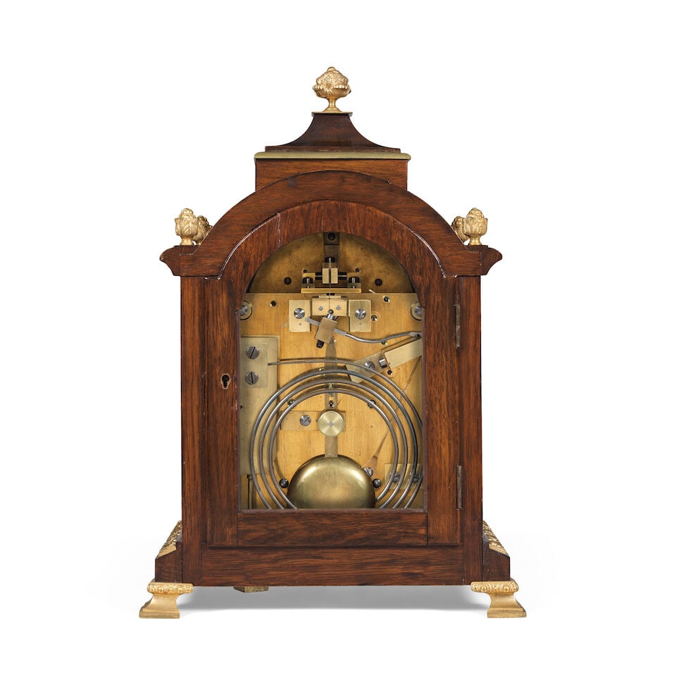A late 19th century English mahogany double fusee table clock - 2