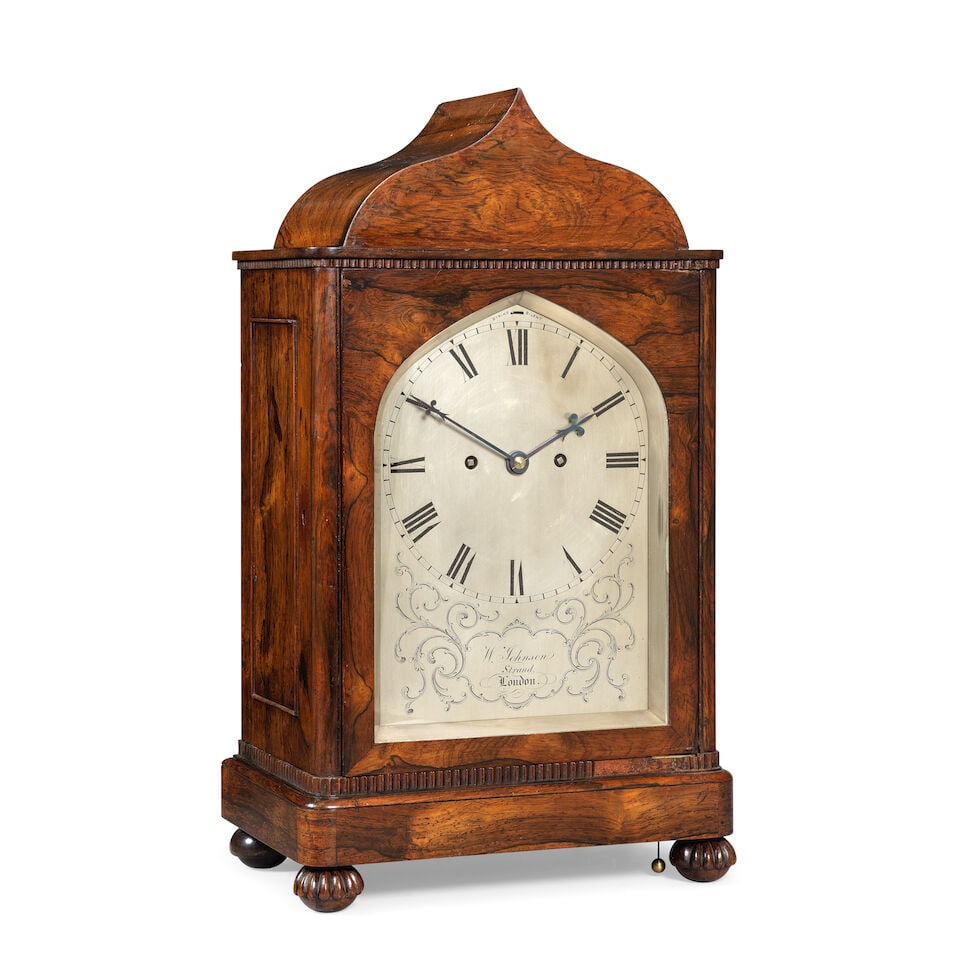 A mid 19th century mahogany veneered striking table clock William Johnson, Strand, London - 3