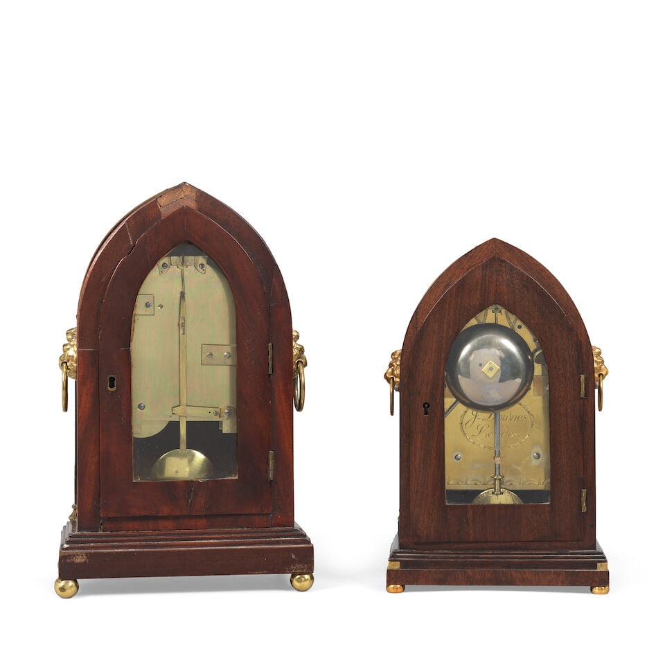 Two early 19th century mahogany lancet case table clocks - 2