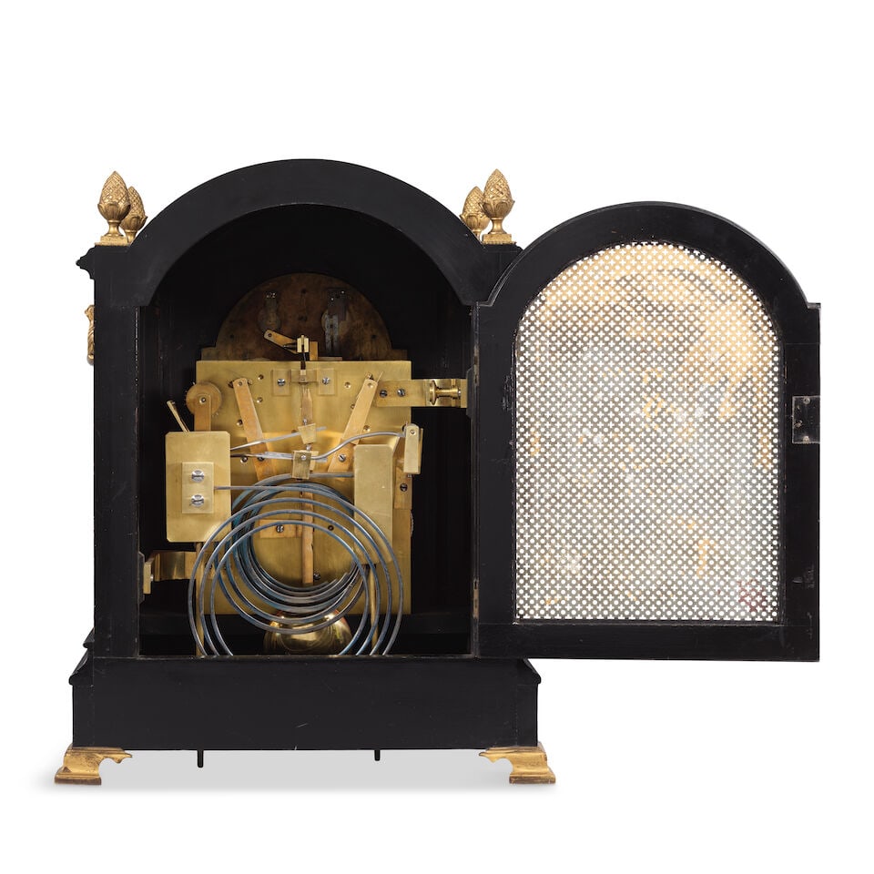 A large late 19th century ebonised quarter chiming table clock Dent, 33 Cockspur Street, London - 2