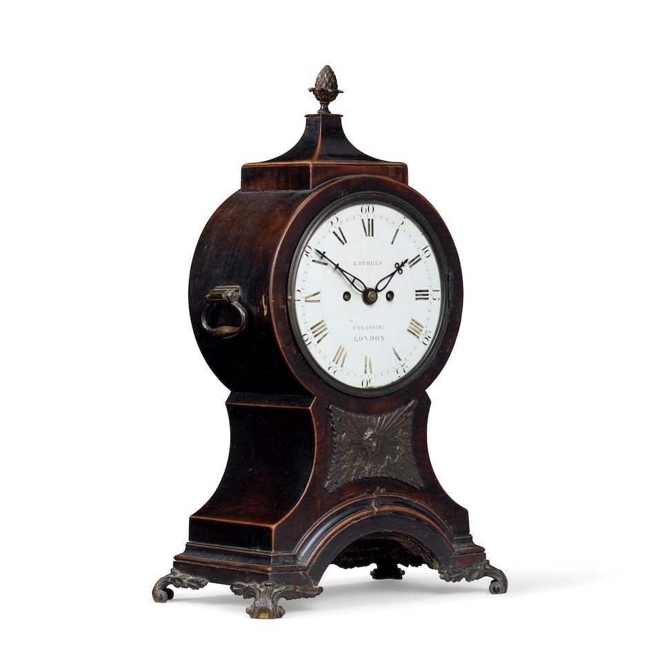 A good mid 18th century mahogany striking Balloon clock G. Burgess, Cheapside, London - 2