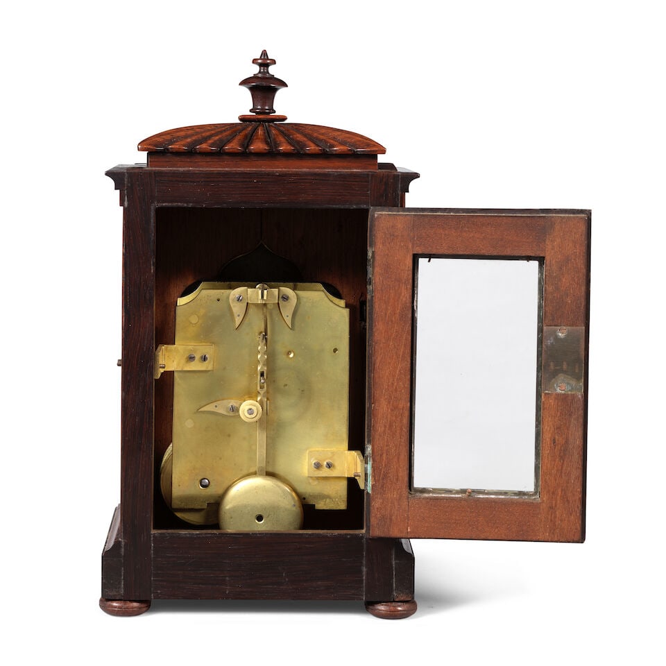 A late 19th century English rosewood veneered library clock timepiece J. Franklin, Manchester - 2