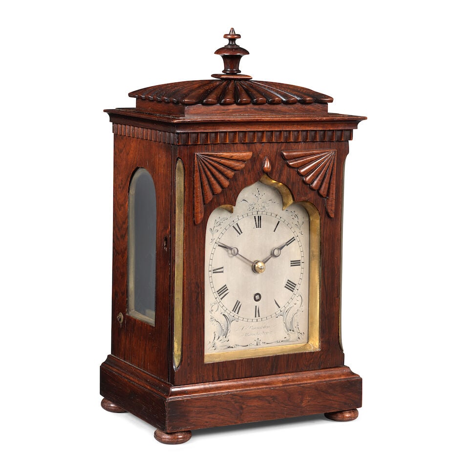 A late 19th century English rosewood veneered library clock timepiece J. Franklin, Manchester - 3