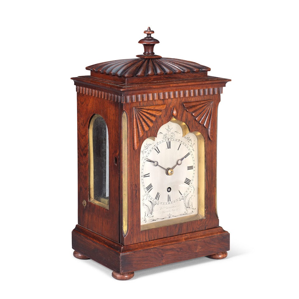 A late 19th century English rosewood veneered library clock timepiece J. Franklin, Manchester - 7