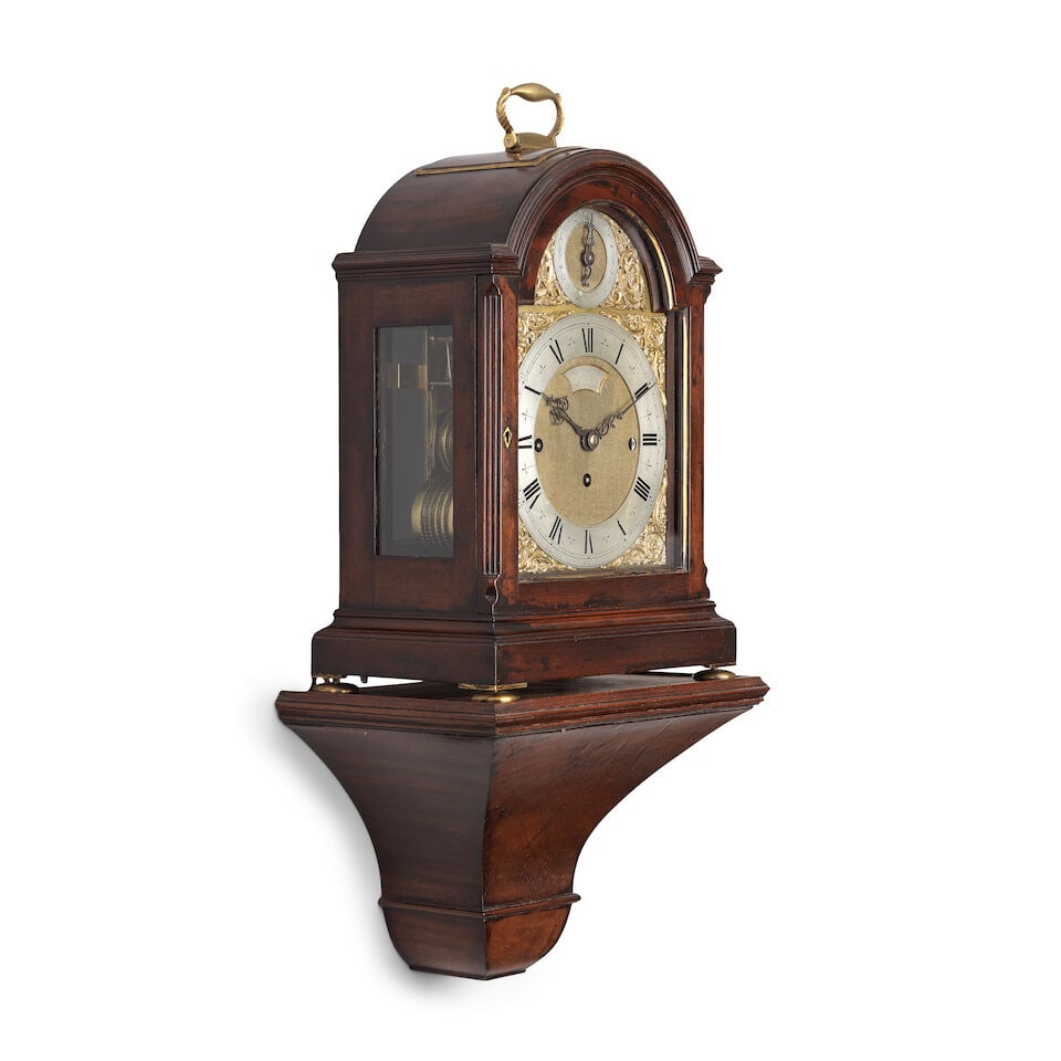 A late 19th century mahogany bracket clock case and dial incorporating a late 18th century quart... - 2