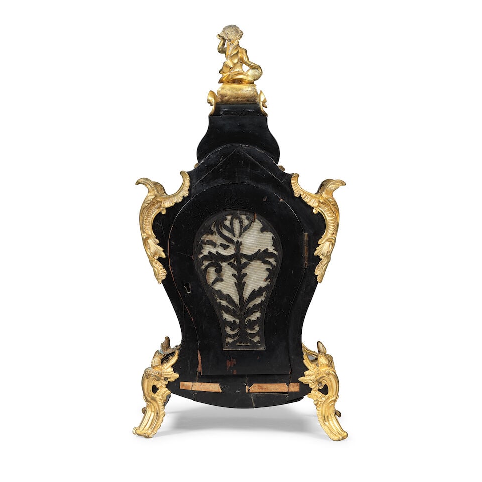 A mid 19th century ebonised English ormolu mounted striking bracket clock Barwise, London numbe... - 2