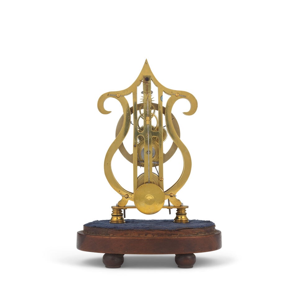 A late 19th century miniature skeleton clock timepiece with glass dome JT Clement, Tring - 2