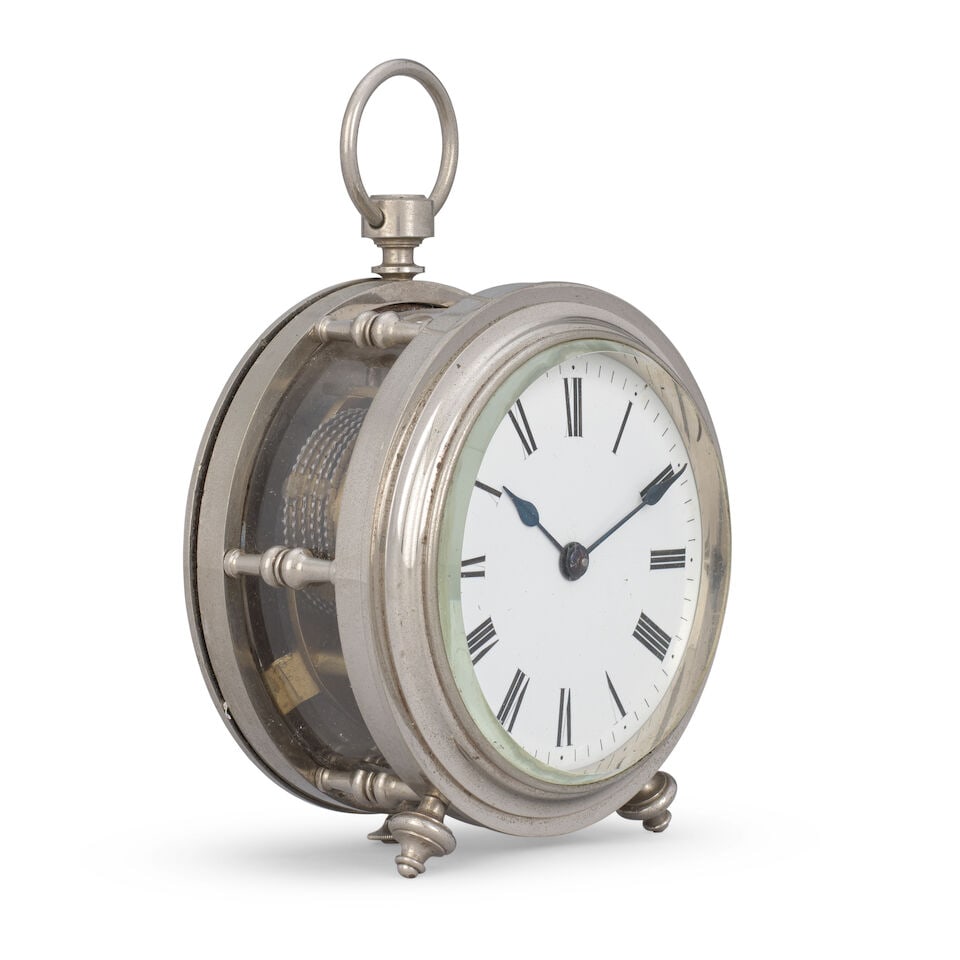 A early 20th century chrome plated fusee drum clock timepiece - 2