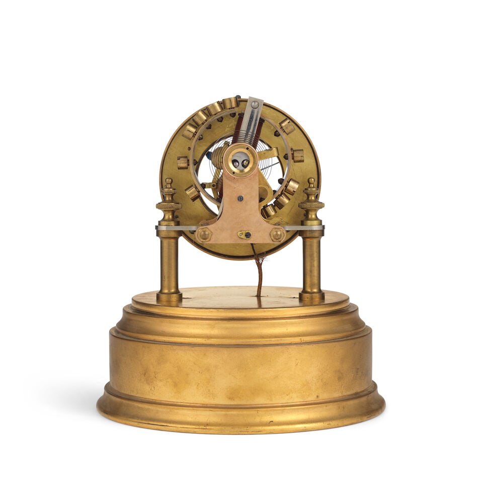 An early 20th century laquered brass electromagnetic table clock timepiece Eureka Clock Company... - 2