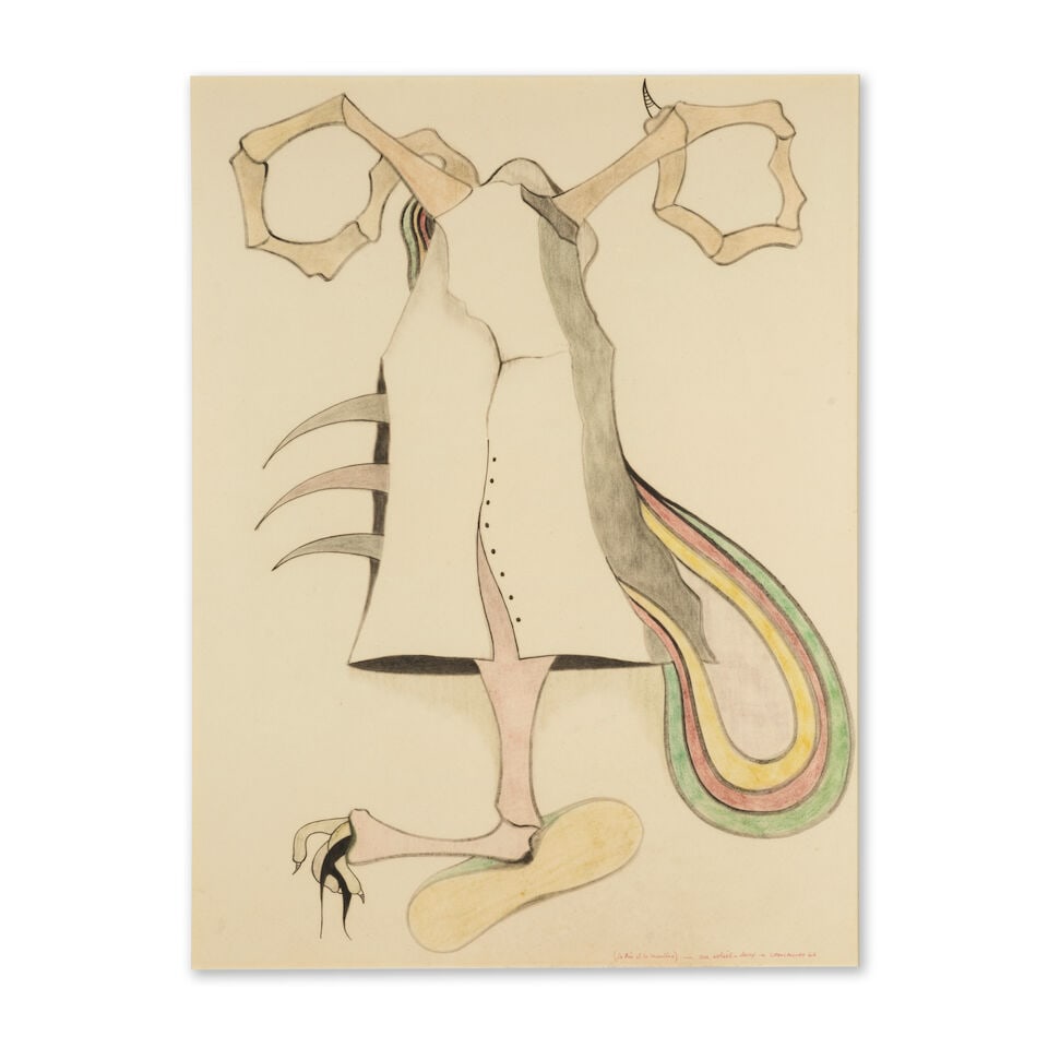 JORGE CAMACHO (1934-2011) (La fin et la manière) - au soleil - deux 1966: JORGE CAMACHO (1934-2011) (La fin et la manière) - au soleil - deux 1966 signé, titré et daté 66 crayons de couleurs et encre sur papier signed, titled and dated 66 coloured