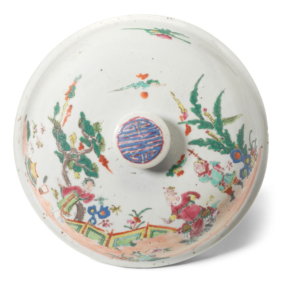 TWO FAMILLE ROSE 'FIGURATIVE' TUREENS AND COVERS Yongzheng and Qianlong (4) - 2