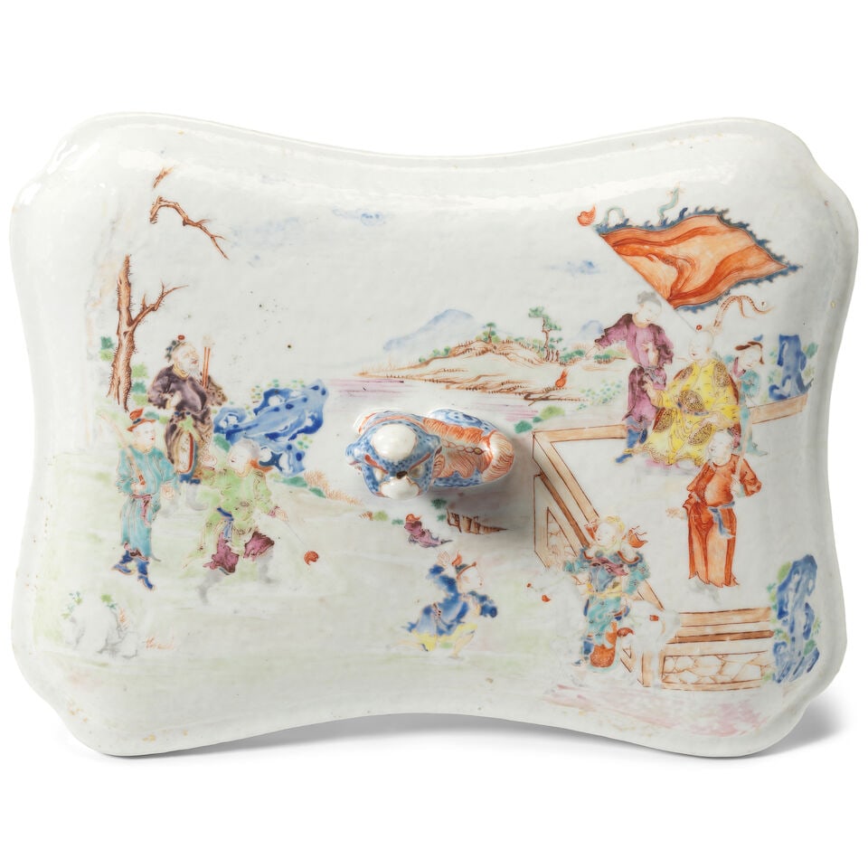 TWO FAMILLE ROSE 'FIGURATIVE' TUREENS AND COVERS Yongzheng and Qianlong (4) - 3