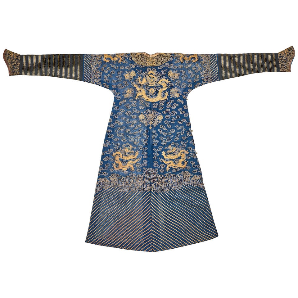 A BLUE-GROUND SUMMER GAUZE 'DRAGON' ROBE, JIFU Late Qing Dynasty - 2