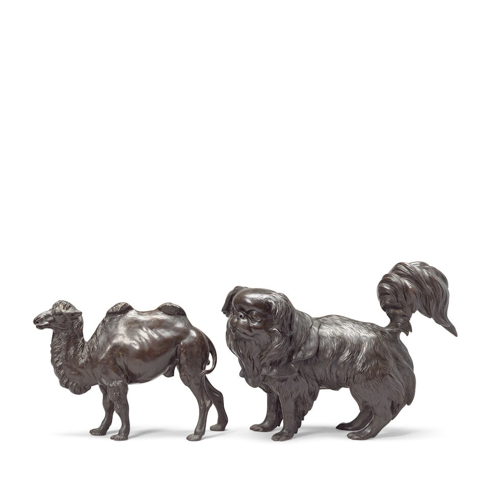 A BRONZE CAMEL AND A BRONZE PEKINGESE DOG Meiji period (2) - 4