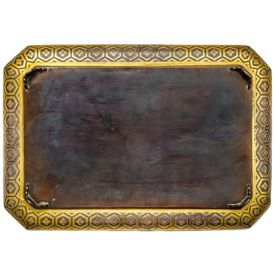 A BRONZE AND MIXED METAL TRAY Meiji period - 2