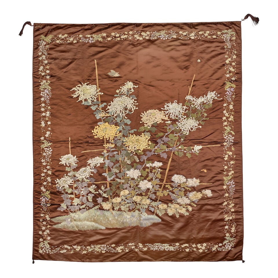 THREE EMBROIDERED TEXTILE PANELS Meiji period (3) - 2