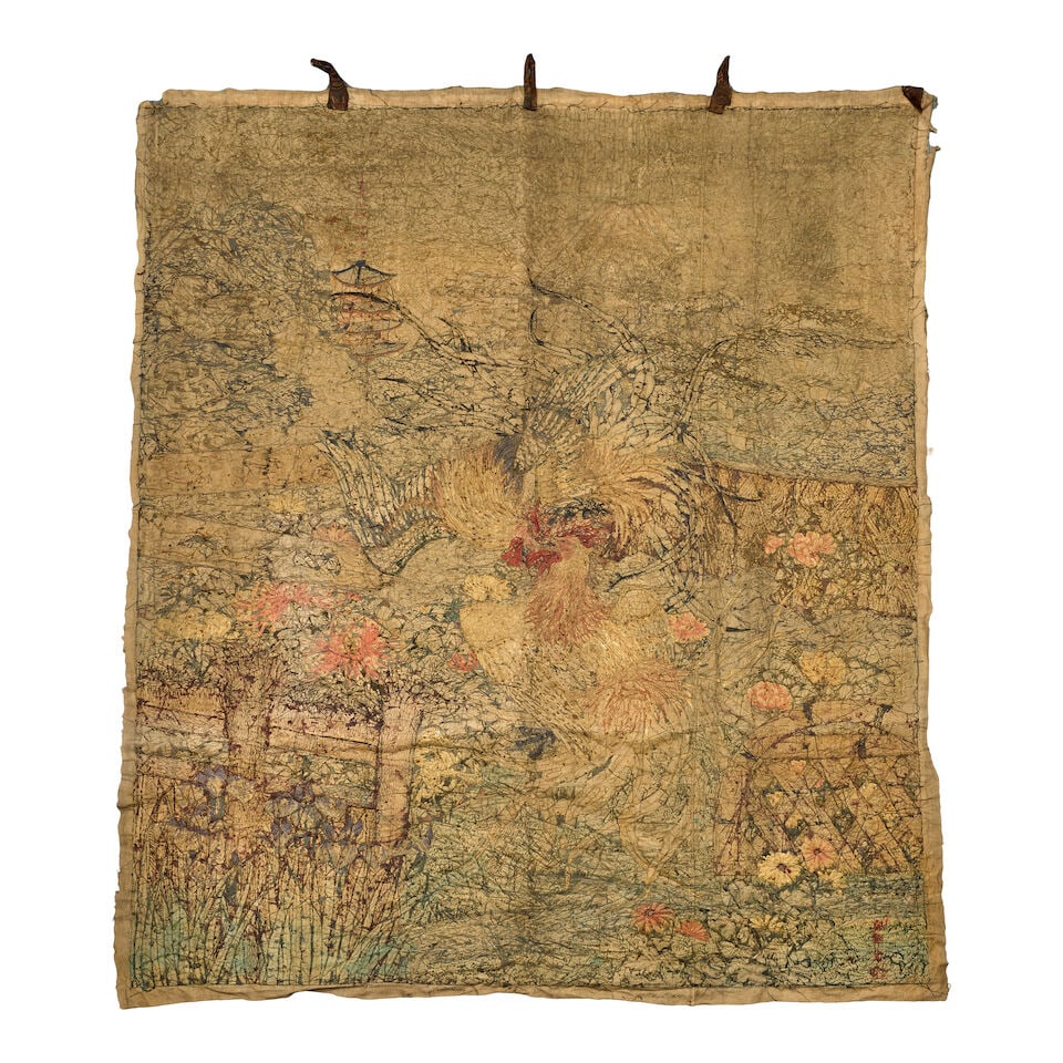 THREE EMBROIDERED TEXTILE PANELS Meiji period (3) - 6