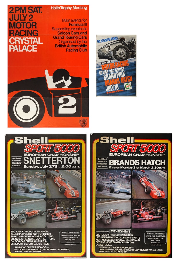 Four Brands Hatch, Snetterton and Crystal Palace race posters, ((4)) (1 of 1)