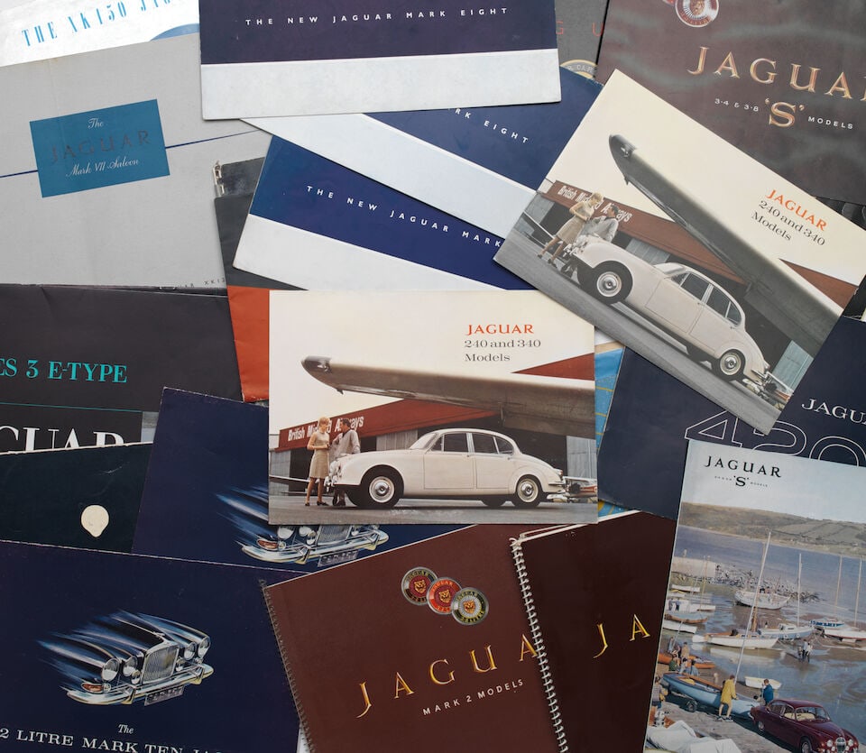 JAGUAR and DAIMLER:- Brochures for XK, E-Type and post-War models, ((26)): JAGUAR and DAIMLER:- Brochures for XK, E-Type and post-War models, 1950s-1960s, including a brochure for XK 140 Models; a 1958 large format brochure for XK150 Roadster; another for Mark VII Saloon wit