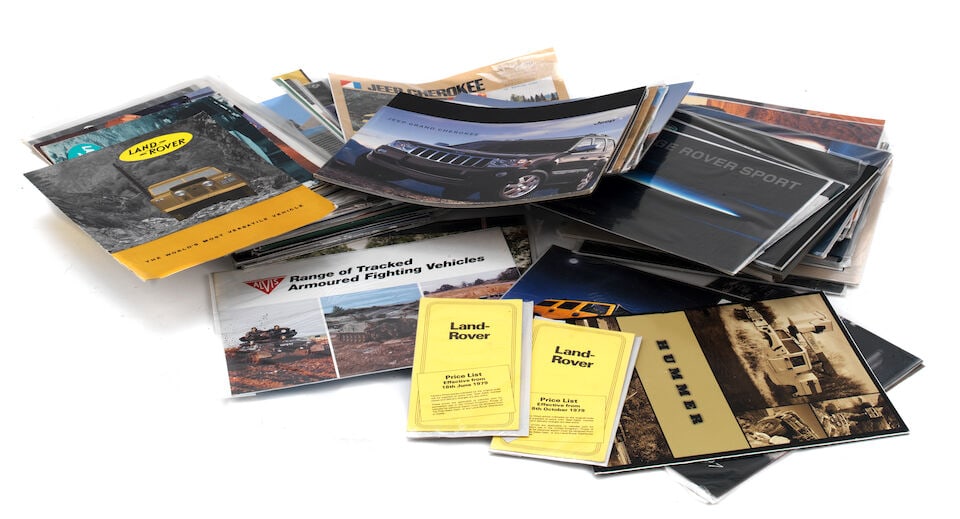 LAND ROVER and RANGE ROVER:- Sales brochures for various models, and others for Jeep, Hummer, an...: LAND ROVER and RANGE ROVER:- Sales brochures for various models, and others for Jeep, Hummer, and military and fighting vehicles, including early 1950s Land Rover 'The World's Most Versatile Vehicle'