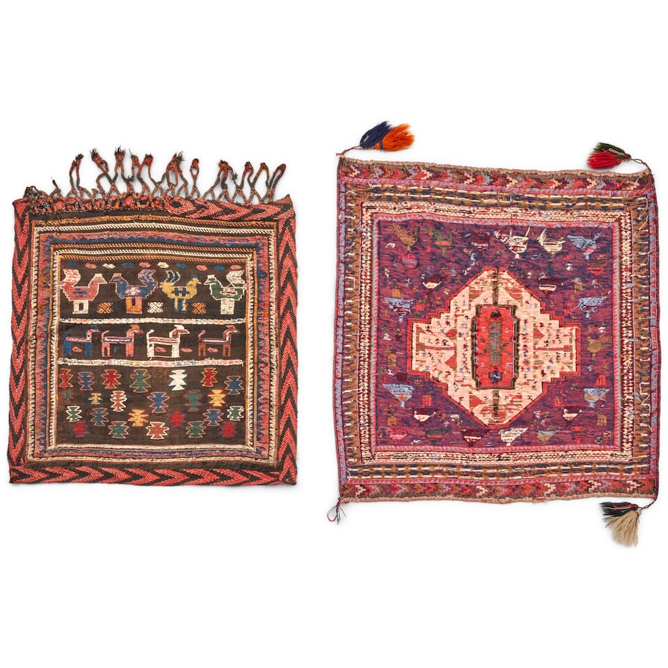 Two Contemporary 'Shahsavan' Soumak Mats Caucasus 3 ft. 4 in. x 3 ft. 7 in. and 3 ft. x 3 ft. 7 in. - 4