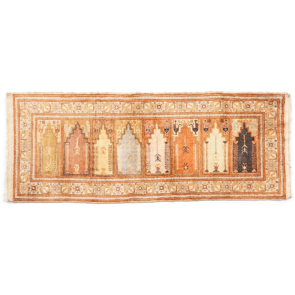 Kayseri Saf Rug Anatolia 2 ft. 1 in. x 5 ft. 2 in.: Kayseri Saf Rug Anatolia c. 20th century, nice soft colors and a nice size. 2 ft. 1 in. x 5 ft. 2 in. For further information on this lot please visit Bonhams.com For further information about this