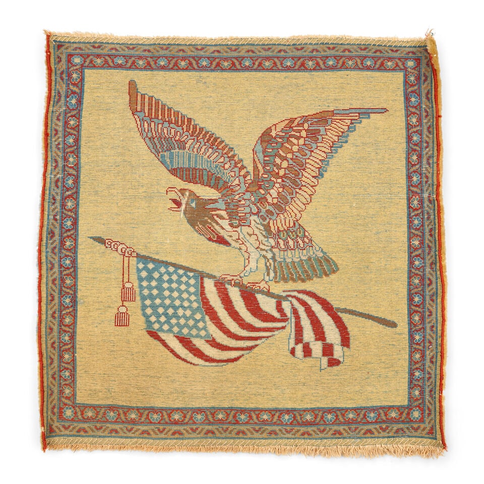 Kashan Mat with American Eagle 1 ft. 9 in. x 1 ft. 10 in. - 2