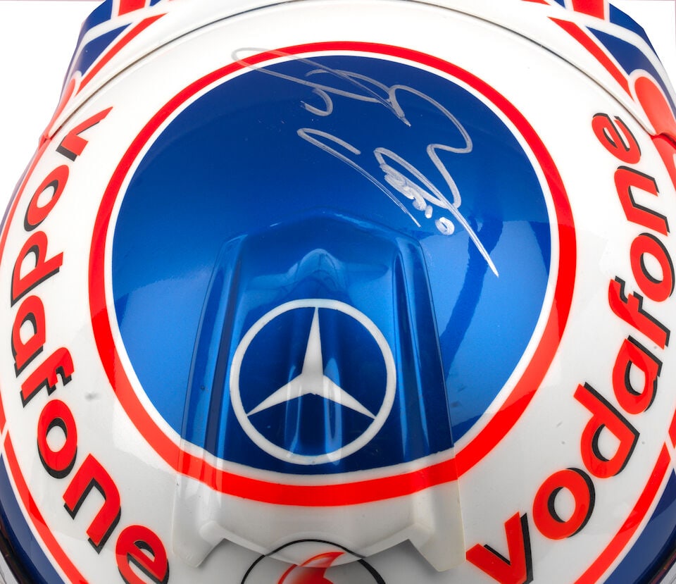 A signed factory replica Jenson Button 2010 Vodafone McLaren Mercedes helmet, - 2