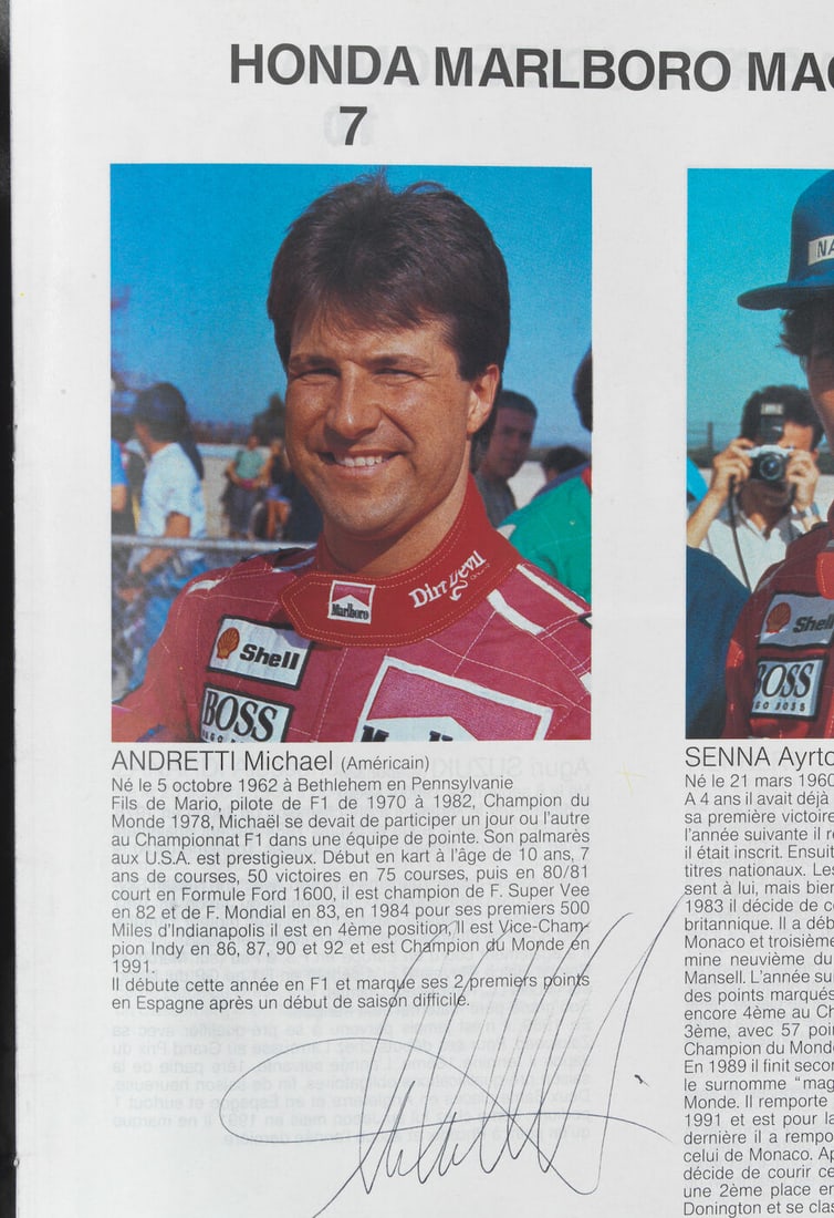 A 1993 Monaco Grand Prix programme signed by Ayrton Senna & Michael Andretti, - 2