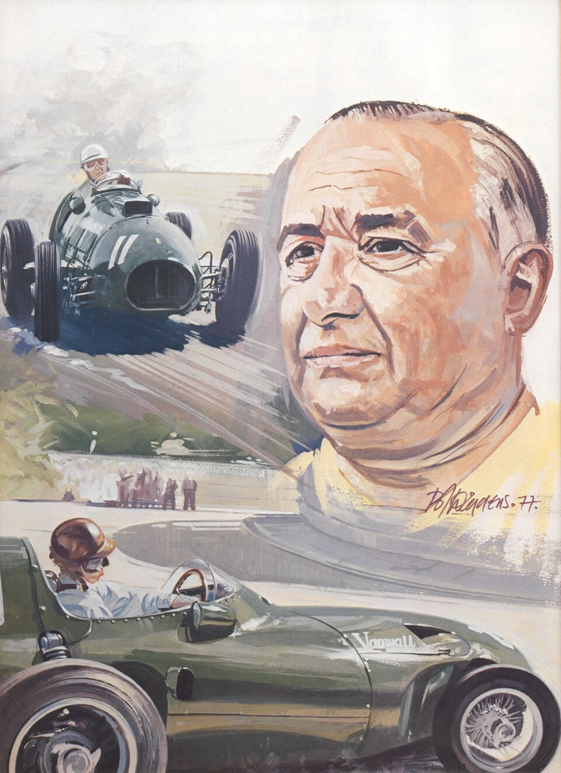 Four framed racing driver portrait prints, - 2