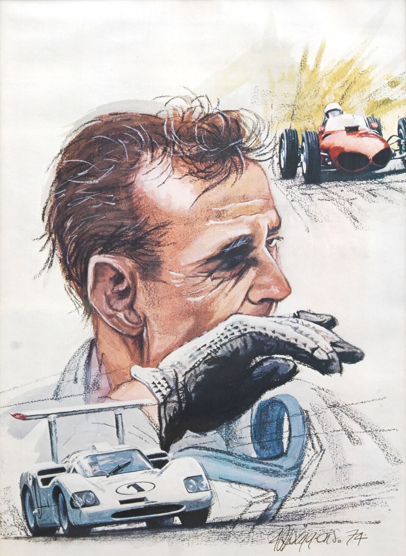 Four framed racing driver portrait prints, - 3