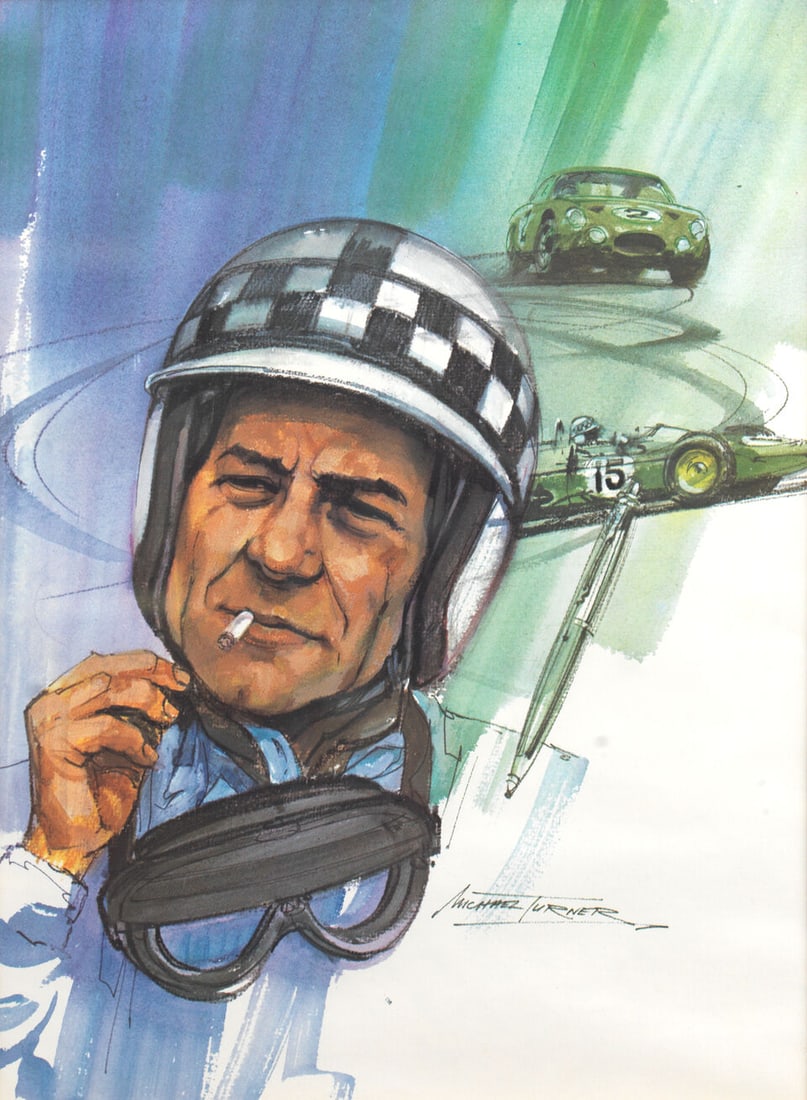 Four framed racing driver portrait prints, - 4
