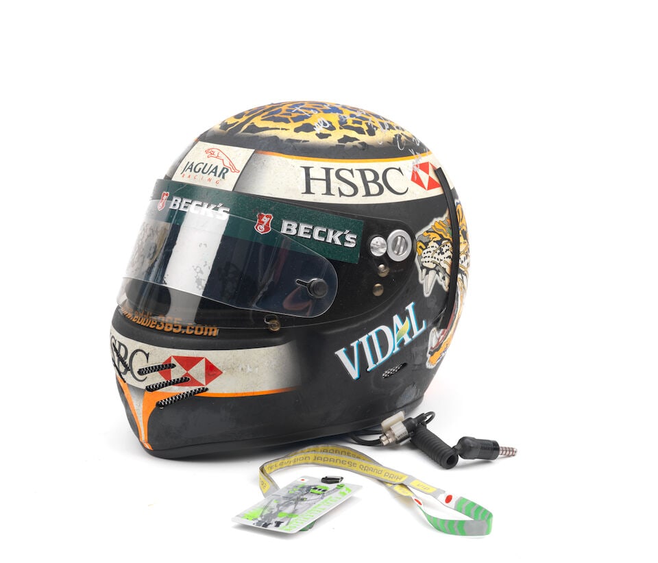 Eddie Irvine's 2002 USA & Japan Grand Prix weekend used helmet, signed, - 3